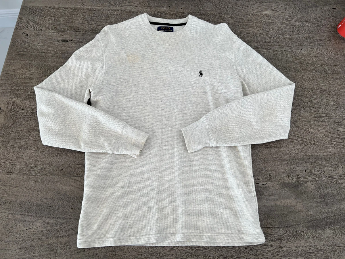Polo Ralph Lauren Mens Waffle Knit Thermal Long Sleeve Light Grey Medium
