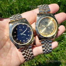 Men's Gold plated Luxury Style Stainless Steel Band Dress Wrist Watch
