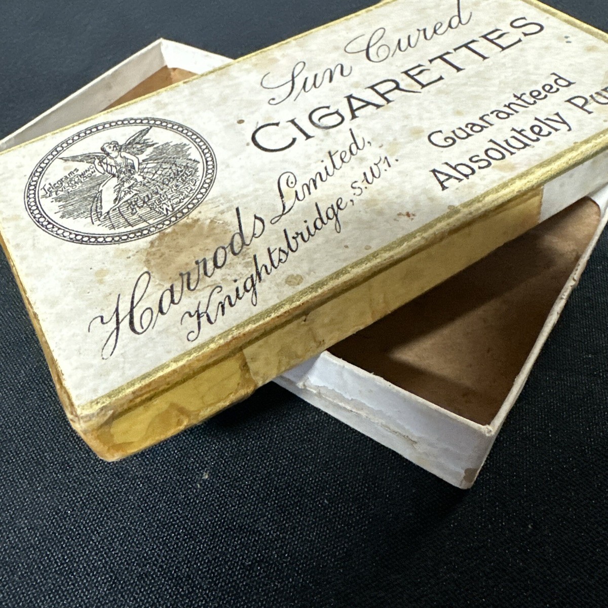 Harrods Sun Cured Cigarette Box. Knightsbridge Vintage Cardboard Box