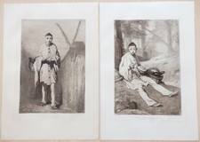 Decamps Pierrot pair of engravings 1885