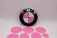 Pink And White Emblem Overlay Sticker Fits Hood Trunk Wheels Steering For Bmw