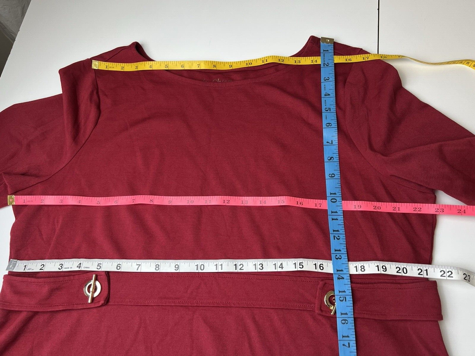 Chico's Women's Toggle Button Ponte Red Pullover … - image 9