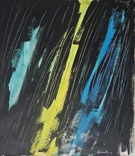 Hans Hartung Signed Abstract Expressionist Oil Painting on Canvas - German Art
