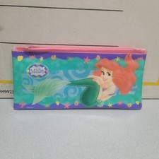 Vintage Little Mermaid Disney Pencil Make Up Travel Case Bag 90's Vinyl NOS 