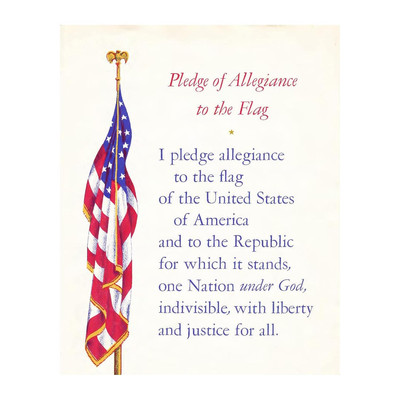 The Pledge of Allegiance Patriotic Wall Art Print, Inspirational Decor for Home,
