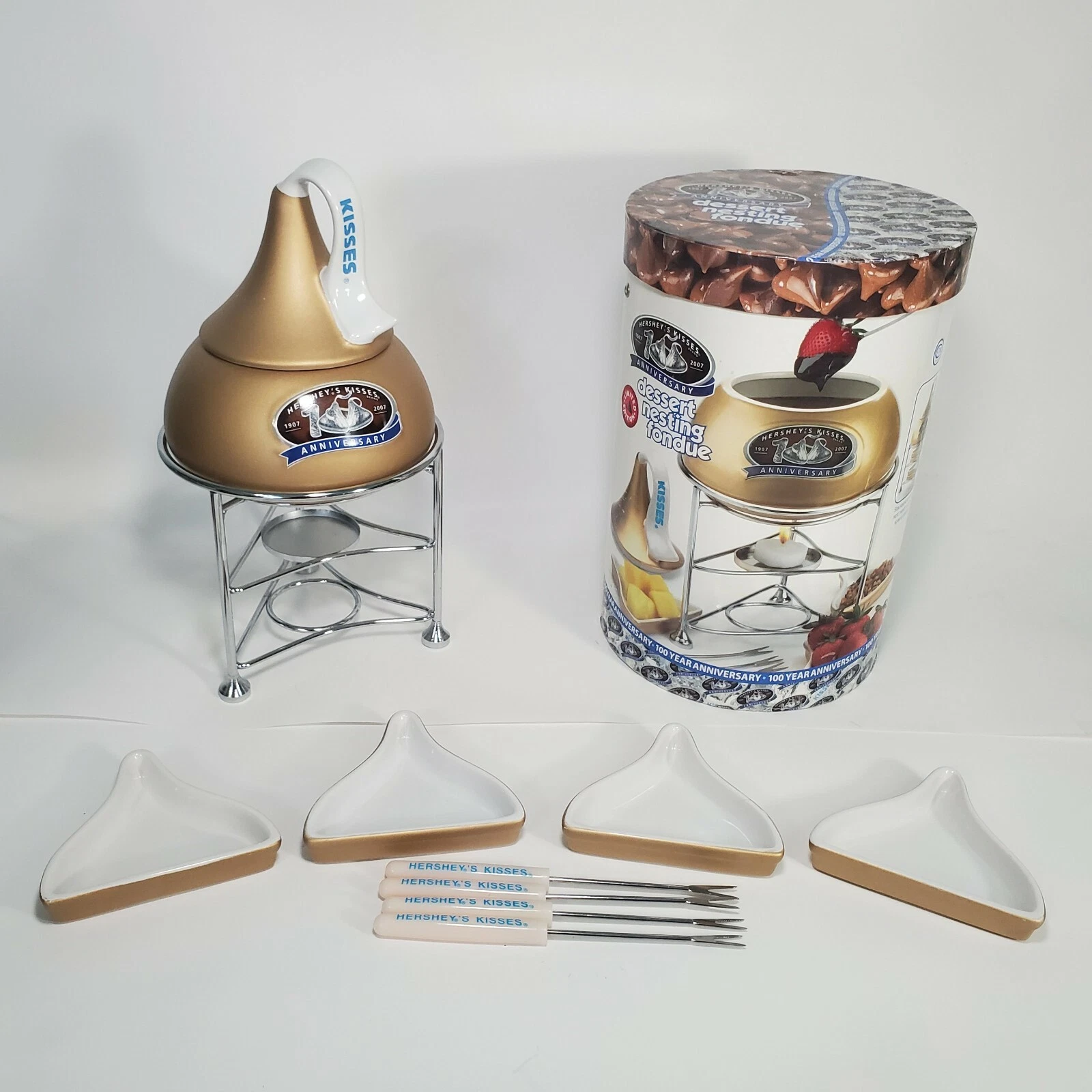 Hershey's Kisses Dessert Nesting Fondue Gold Set Limited Edition in Box