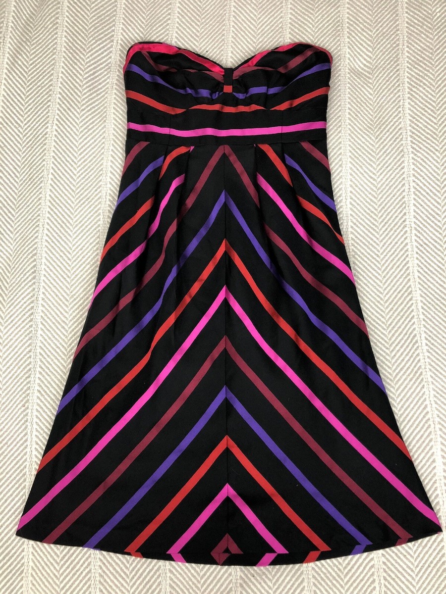 black and pink striped dress Retro Stage Pink Black Stripe Sweetheart Neck Sleeveless Gothic A-Line Dress main image 1