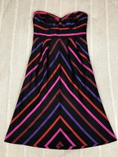 Striped Silk Dress Strapless Black Purple Pink Guess Jeans Sz 3 NEW Barbiecore