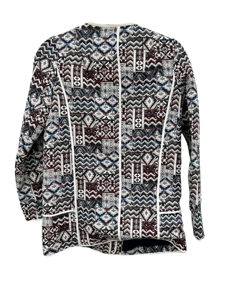 Zara Basic Women's XS Jacquard Jacket Tapestry Aztec Full Zip | eBay