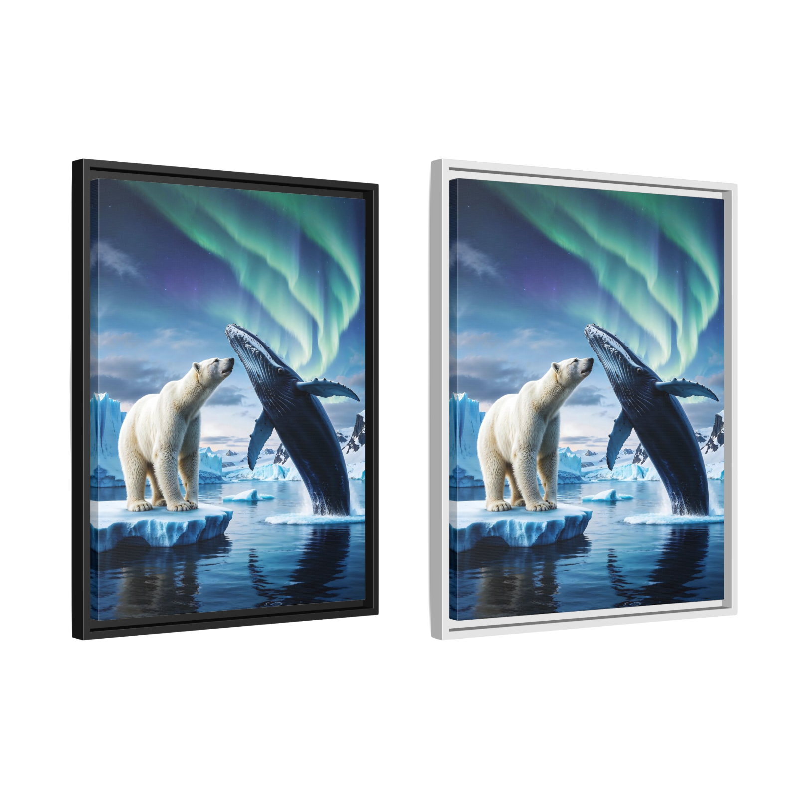 Arctic Wildlife Polar Bear Whale Framed Canvas Print/Poster Wall Art Home Decor