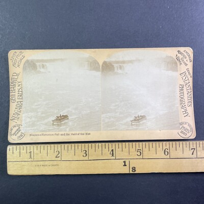 Maid of the Mist Boat Niagara Falls River Stereoview Antique c1889 Y3101