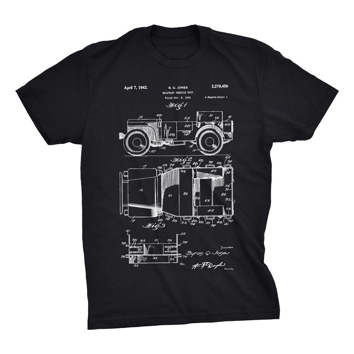 Jeep Patent T-Shirt. Jeep Shirt 100% Soft Cotton Tee on