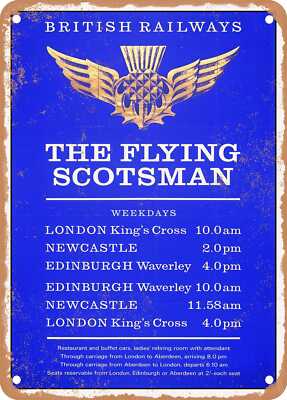METAL SIGN - 1964 British Railways the Flying Scotsman Vintage Ad