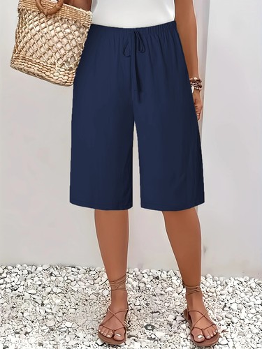 Womens Ladies Trousers Elastic Waist Casual Loose Summer Shorts Pants Size 6-20 - Picture 7 of 43