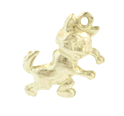 Sterling Silber lustige Katze Charm (11x15mm)