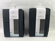 Mainstays Henderson Rich Blk Basket Weave Fabric Shower Curtain 70x72 in Qty 2