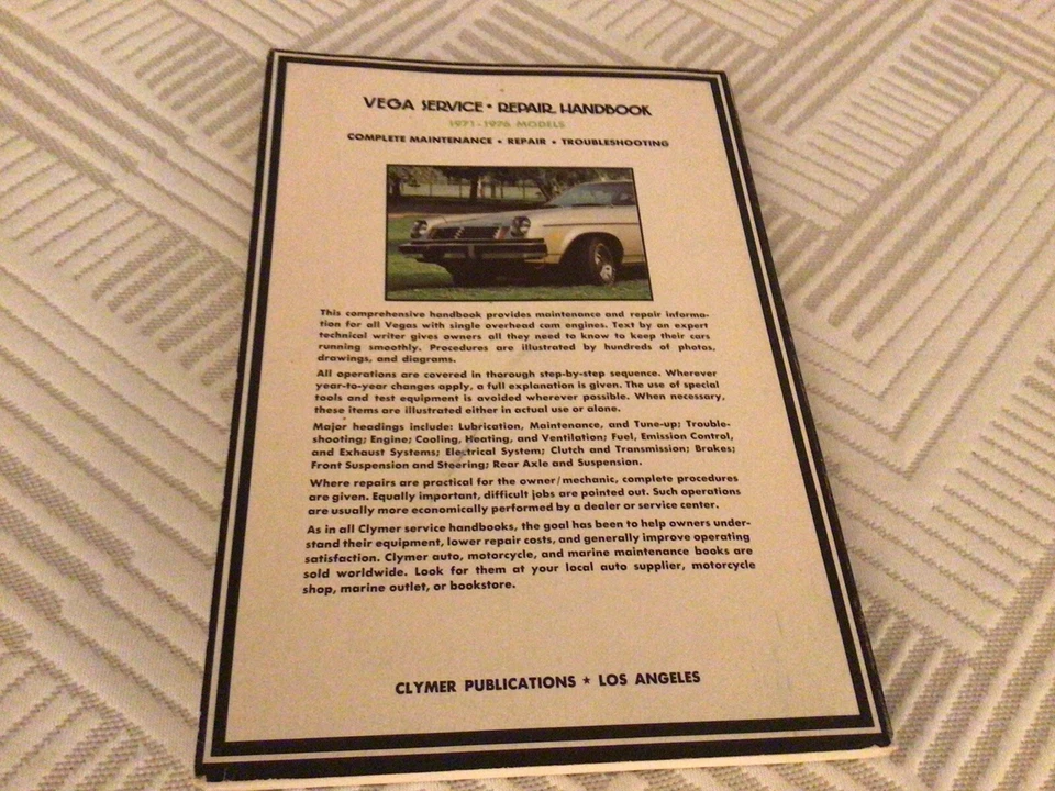 MANUAL DE REPARACIÓN DE SERVICIO VEGA MODELOS 1971-1976 Foto 2 de 2