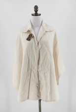 Alpaca Camargo Ivory Collared Button Poncho Cape Sweater Sz 8 NEW
