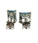14k white gold emerald cut blue topaz gemstone stud earrings 1.9g unique — photo 5