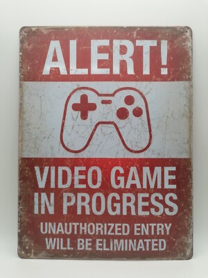 Retro Schild Blechschild Dekoration Vintage Schild Video Game in Progress