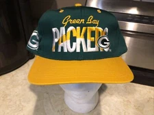 Vintage Green Bay Packers Hat Snapback NFL Football #1 Apparel Green Yellow