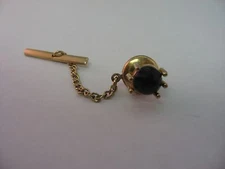 Very Nice Multi Faceted Black Jewel Vintage Mens Tie Tack Pin Jewelry