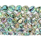 Heart 8-18mm Natural abalone shell flat heart loose beads strand 16"
