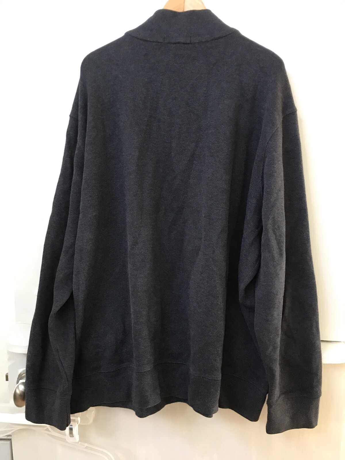 Lands End Mens XXL Gray Henley 1/4 Zip Cotton Sweater… Gem