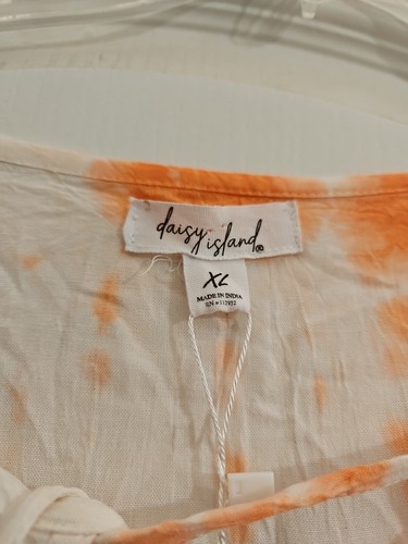 Daisy Island Tie Dye Beach Cover Up Top Pompoms Dress Boho Orange NWT XL - 第 3/9 張圖片