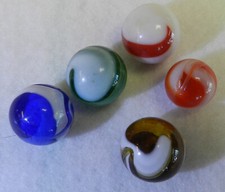 18749m Vintage Group of 5 Yasuda Glass Transition Transitional Marbles