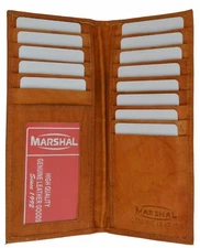New Slim Tall Credit Card ID Holder Genuine Leather Wallet Tan Mens by Marshal
