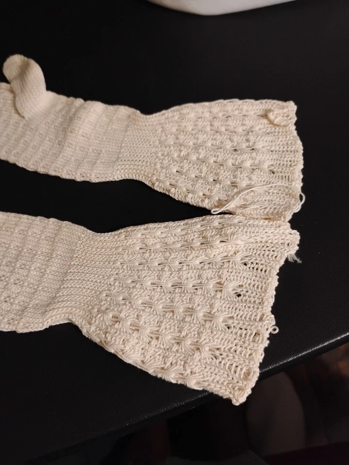 Guantes tejidos vintage marfil ganchillo hechos a mano Foto 4 de 4