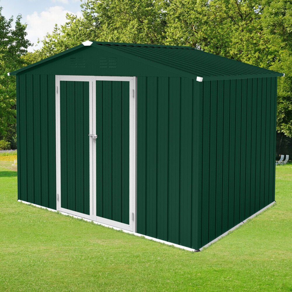 8 X 6 Ft Metal Garden Shed House Outdoor Backyard Tool Storage House Green