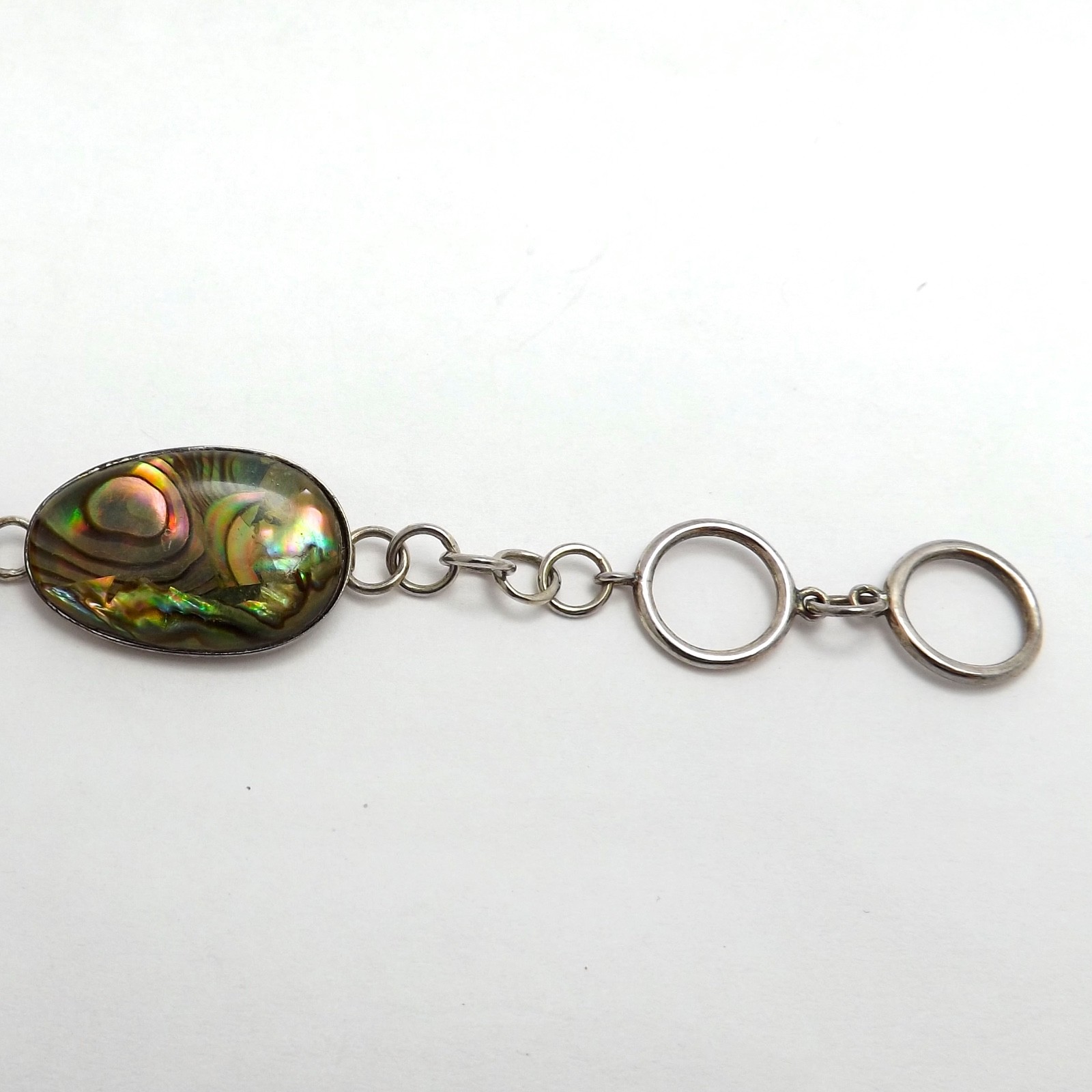 Sterling Silver Abalone Shell Toggle Bracelet Adj… - image 3