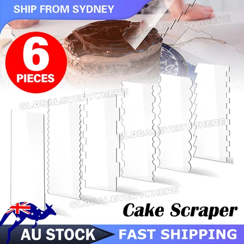6PCS Acrylic Cake Scraper Decorating Contour Comb Cake-Edge Smoother Tool A