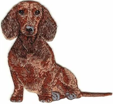 Dachshund Patch Embroidered Sitting Brown Dog Breed Iron on Sew on