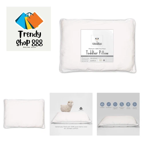 Toddler Pillow,  Breathable 100% Wool Fill & Cotton Cover Toddler Sleeping Pi...