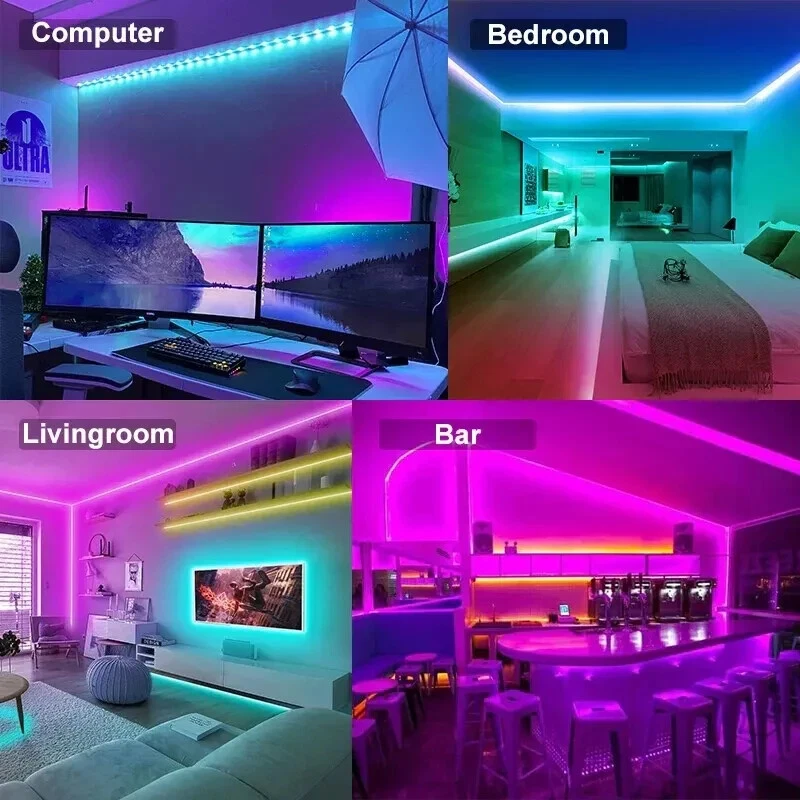 LED Strip Lights RGB Room USB Bluetooth WiFi IP65 Waterproof 5050 +Remote 5M-30M - Image 2 of 4