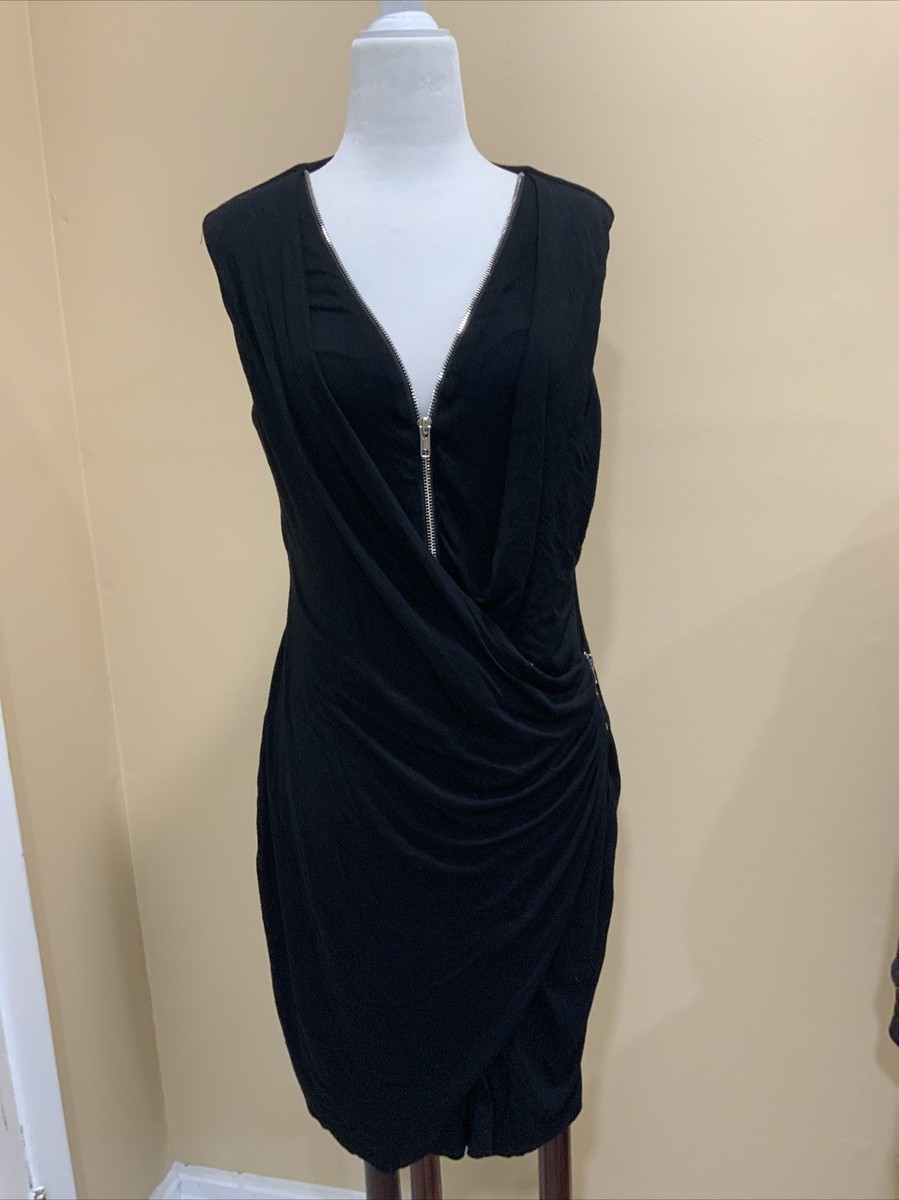 bailey 44 black dress Bailey 44 Dress Black Faux Leather & Mesh Size Small Long Sleeve Mini Celebrity Owned