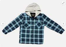 Freedom Foundry BOYS Sherpa Fleece Lined Plush Shirt Jacket Hoodie BLUE S NWT