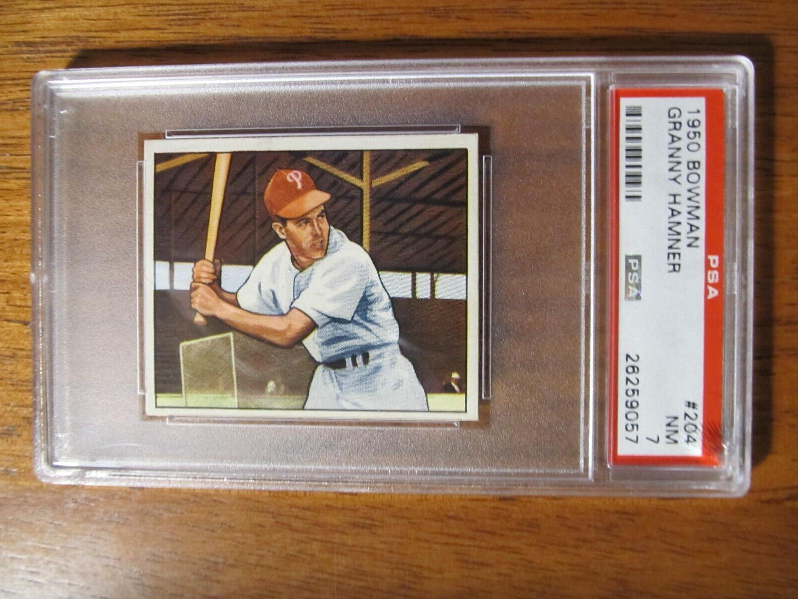 1950-Bowman #204 Granny Hamner PSA-NM-7
