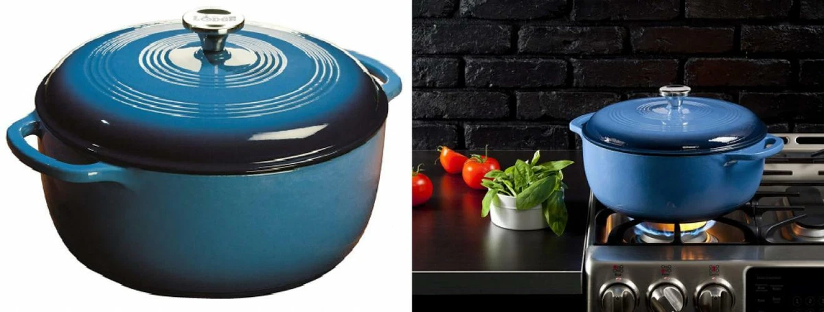 Lodge 7.5 Quart Enameled Cast Iron Dutch Oven. XL Blue Enamel Qt