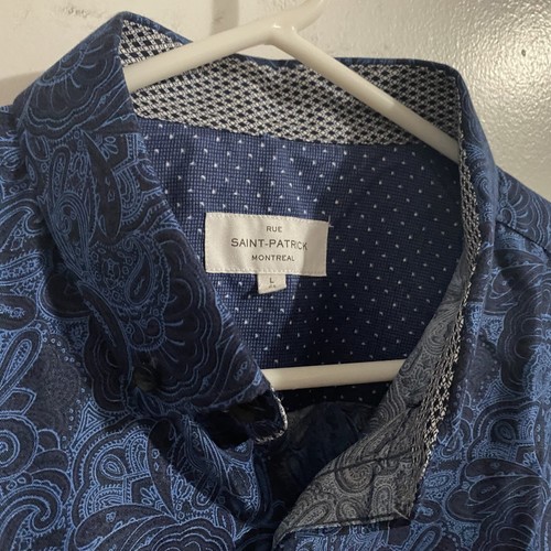 RUE SAINT-PATRICK Montreal Mens Pre-Owned Button Down Shirt Size Large L - Picture 2 of 2