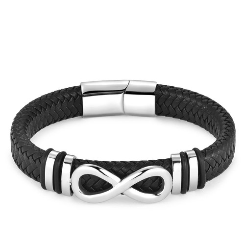 Classic Stainless Steel Leather Bracelet For Mens Chain Wristband Business Charm - Picture 25 of 28