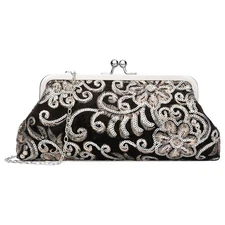 Small Clutch Purse for Floral Embroidery Sequin Evening Bags Elegant Kiss Loc...