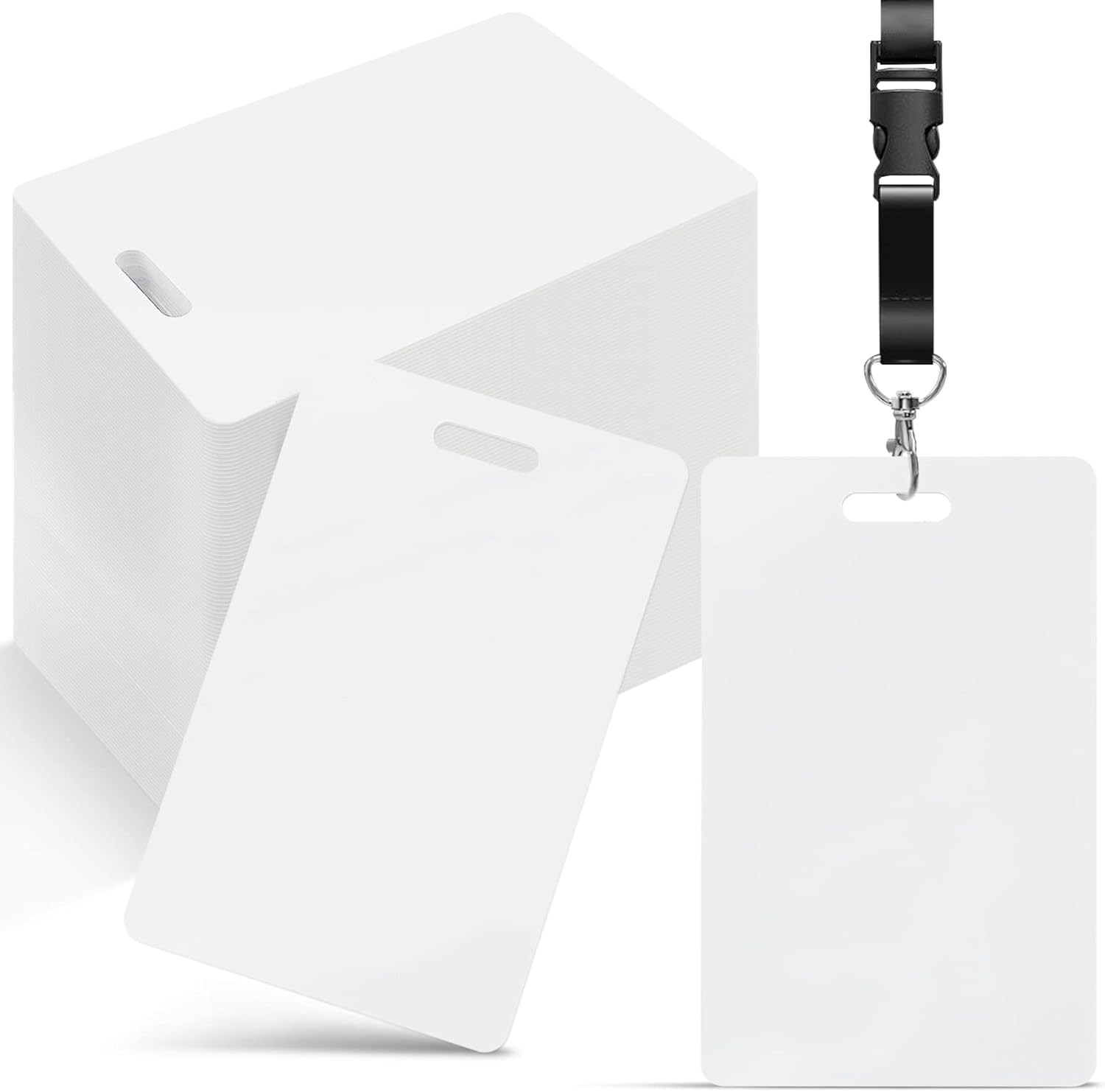 Pack of 160 White PVC Cards with Vertical Slot Punch on Shor