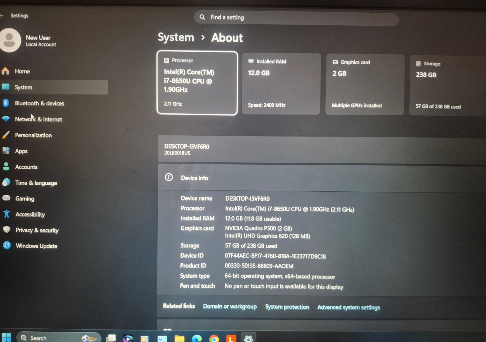 Lenovo ThinkPad P52s, 15.6-Inch Laptop, with Intel Core i7-8650U, Windows 11 Pro