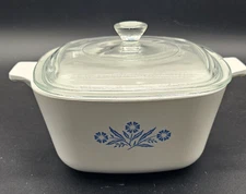Vtg Corning Ware Blue Cornflower 1 3/4 Quart P-1-B Casserole Dish With Glass Lid