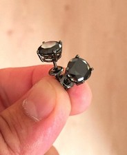 1Ct Round Cut Lab-Created Black Diamond Women Stud Earring 14K Black Gold Plated