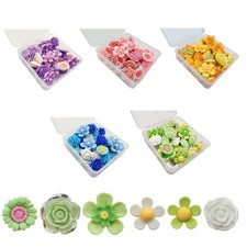 30pcs Colorful Resin Flower Thumb Tacks Push Pins for Office Cork Board Decors